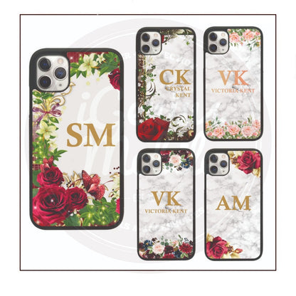 Floral Initial Personalised Marble Case