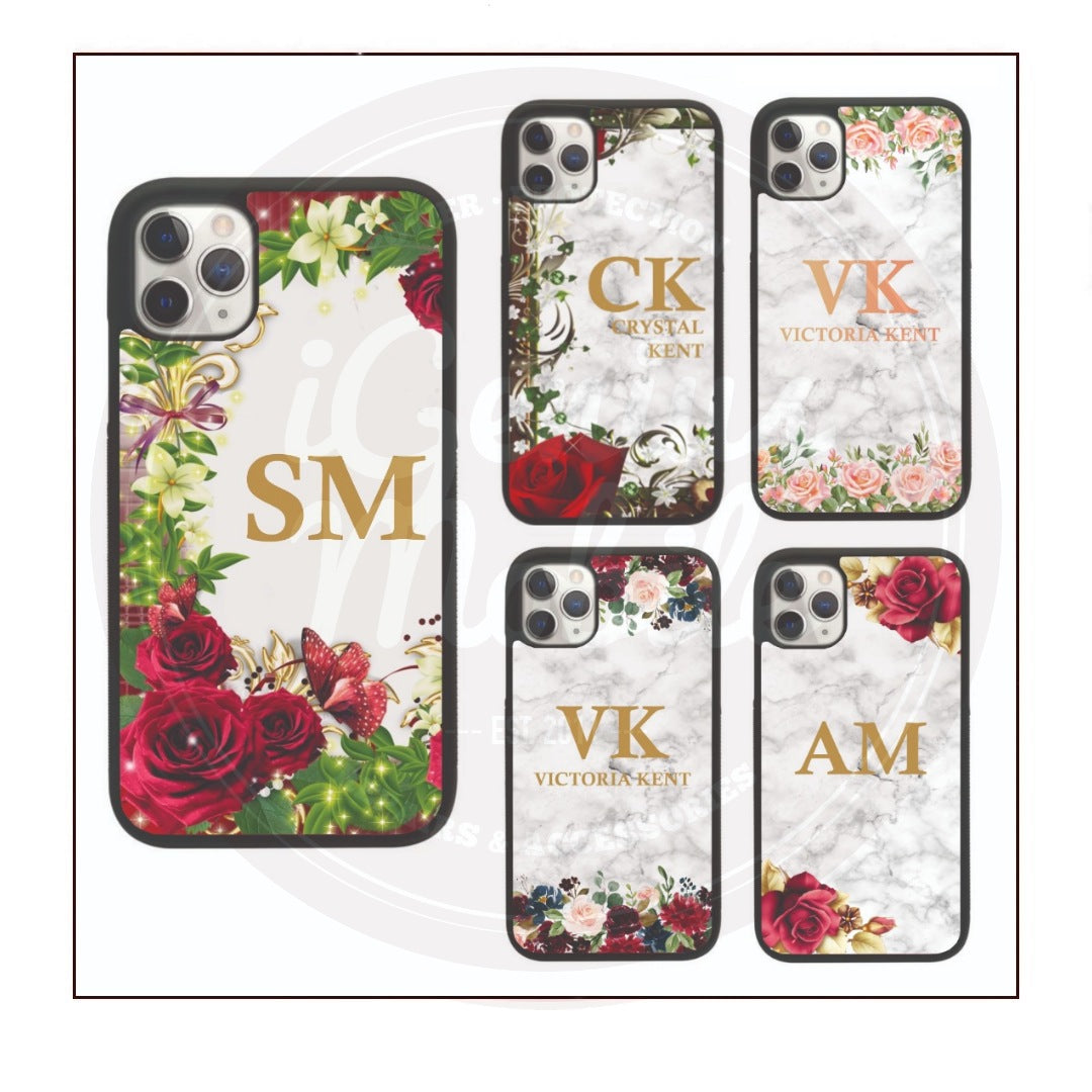 Peach Rose Floral Personalised Marble Case