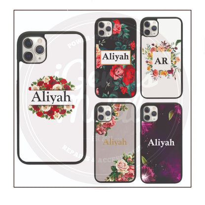 Square Initial Floral Personalised Case