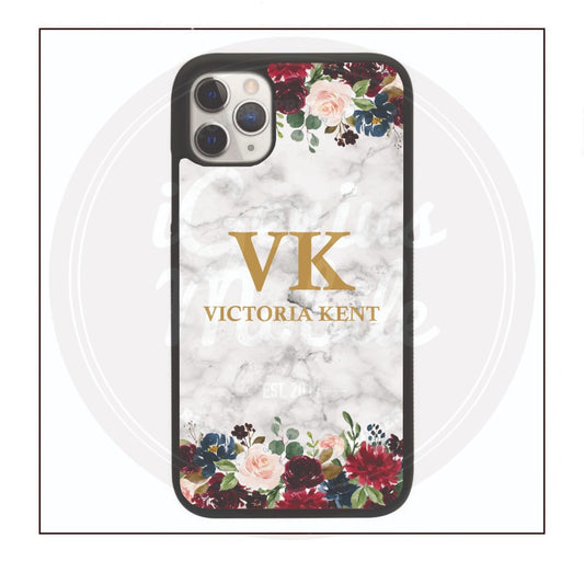 Multi Rose Floral Personalised Marble Case