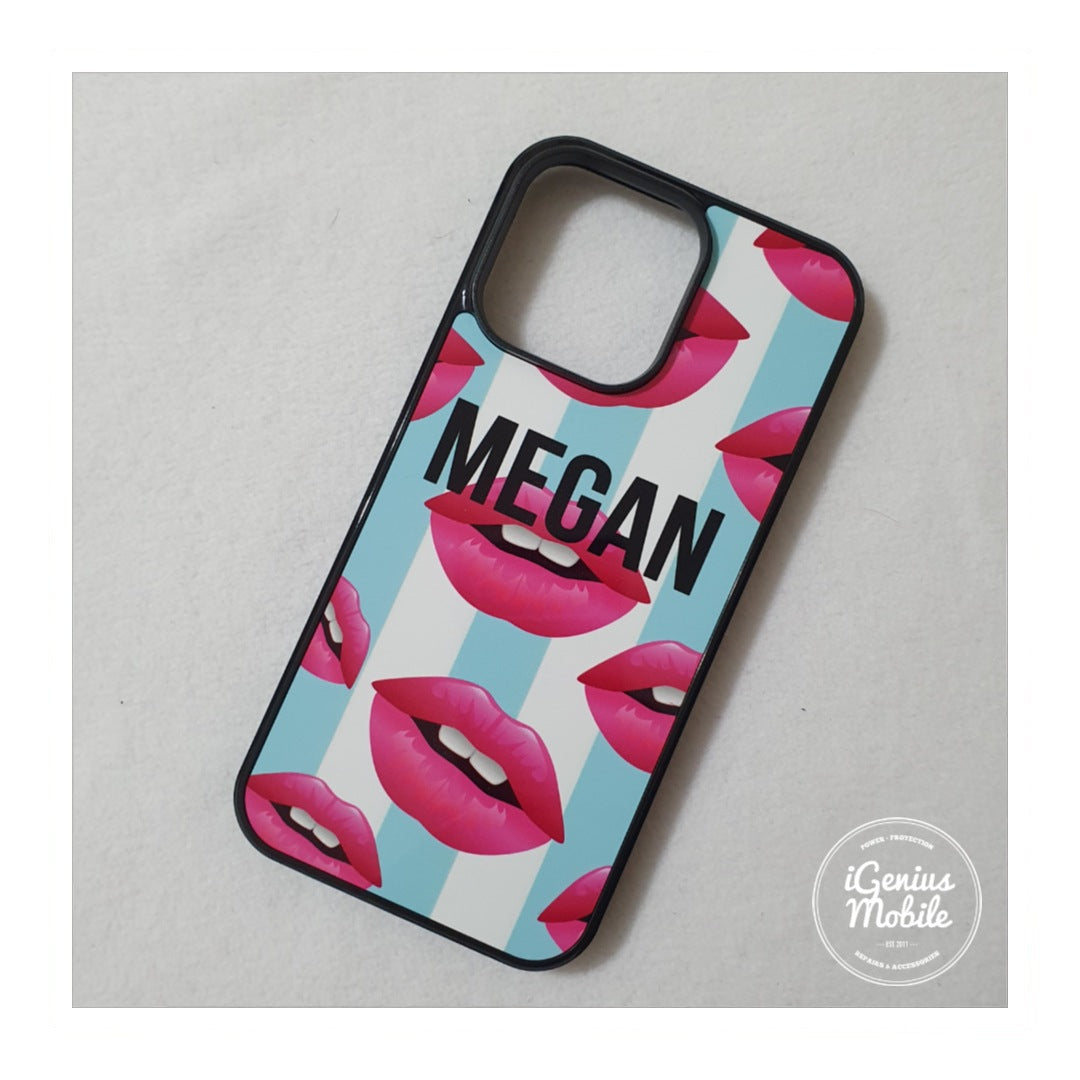 Kiss Me Blue Stripe Personalised Case