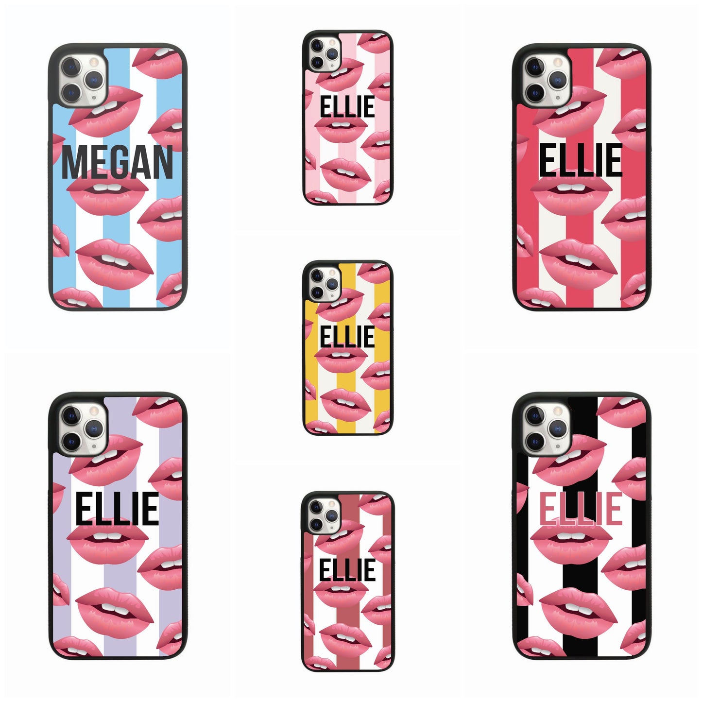 Kiss Me Blue Stripe Personalised Case
