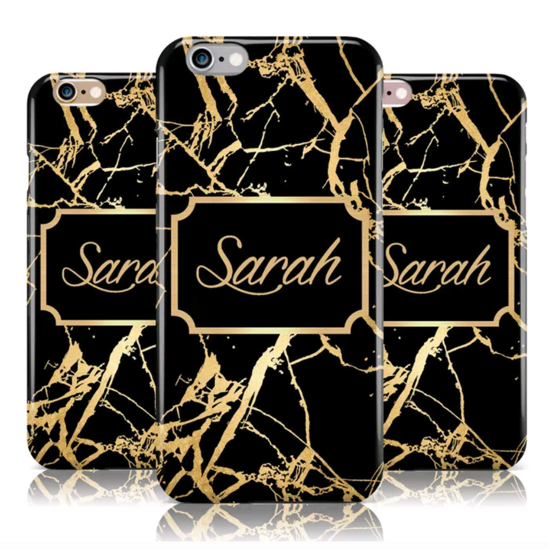 Name Plated Personalised Case (Black/Gold)