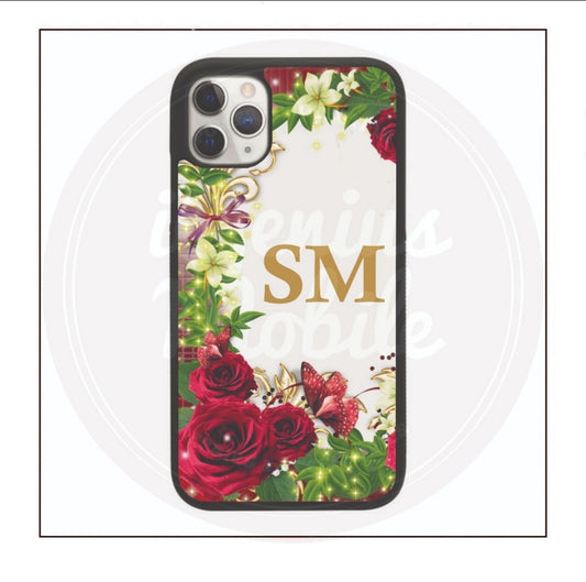 Full Floral Initial Personalised Marble Case