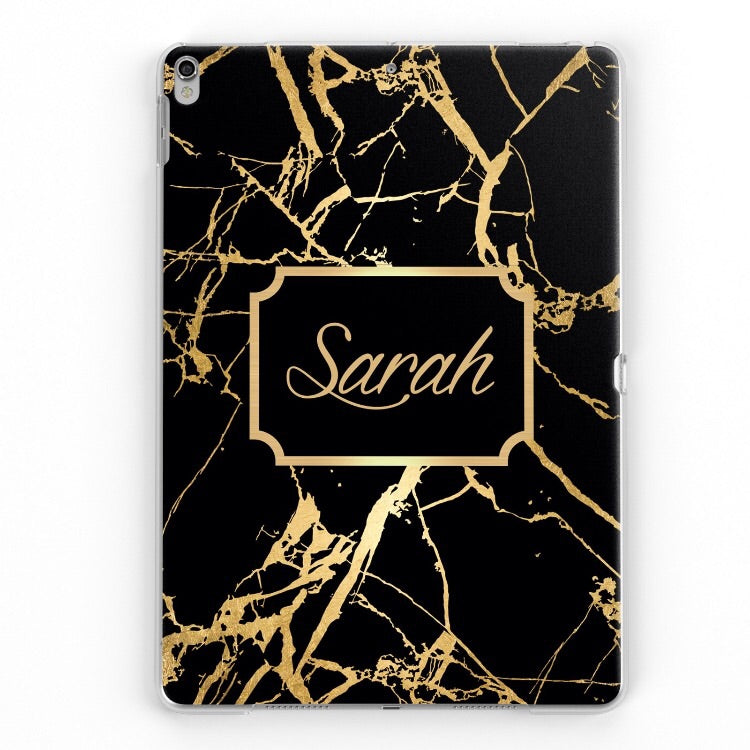 iPad Personalised Name Plated Case (Black/Gold)